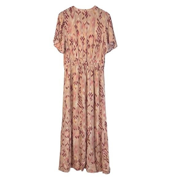 Knox Rose Maxi Dress Boho V Neck Flutter Sleeve Tiered Size Large - Picture 2 of 12